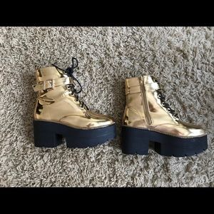 Women's Gold Platform Boots size 8.5